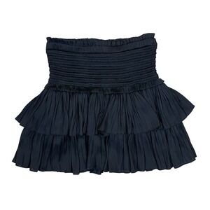 Pants Store Black Tiered Ruffle Skirt Smocked Waist Flowy Boho Medium